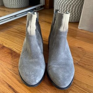 Gray suede booties